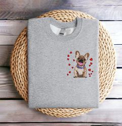 Embroidered Valentine Dog Sweatshirt Embroidered French Bulldog Sweatshirt French Bulldog Love Heart Sweater Valentine F