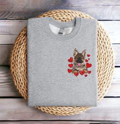 Embroidered Valentine Dog Sweatshirt Embroidered German Shepherd Sweatshirt German Shepherd Love Heart Sweater Valentine