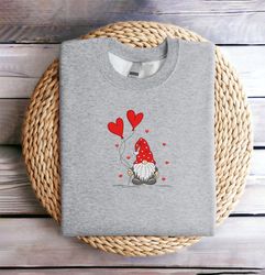 Embroidered Valentines Day Gnome Sweatshirt Gnome Valentine Sweatshirt Valentines Sweatshirt Love Heart Sweatshirt Cute