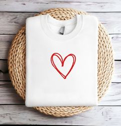 Embroidered Valentines Sweatshirt Love Heart Sweatshirt Embroidered Heart Valentine Sweatshirt Cute Valentines Sweater T
