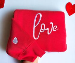 Embroidered Valentines Sweatshirt Love Heart Sweatshirt Heart Arm Patches Cute Valentines Sweater Teacher Valentines Shi