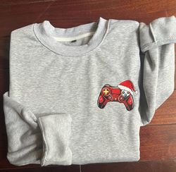 Embroidered Video Gamer Controller Christmas Sweatshirt Christmas Gamer Sweatshirt Women Christmas Sweatshirt Crewneck U