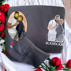 Valentines Day shirt Custom Embroidered Portrait Sweatshirt From Your Photo Embroidered Picture Sweatshirt Matching Coup