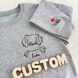 Custom Dog Mom Sweatshirt,Embroidered Dog Ear Outline, Dog Ear Sweatshirt, Custom Dog Gift,Pet Ears  Name Custom Dog Por