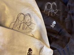 custom embroidered sweatshirt portrait photo for men women, personalized anniversary sweatshirt couple for boyfriend, fo