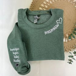 Mamaw Sweatshirt with Names, Custom Embroider Mamaw Sweatshirt, Personalized Gift for Grandmother,New Mamaw Sweater for