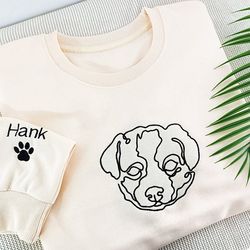 One-Line Dog Sweatshirt Custom,Personalized Embroidered Dog Sweatshirt, Custom Gifts For Dog Lovers,Pet Embroidered Hood