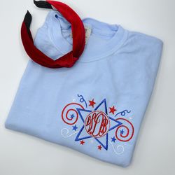 4th of July Monogram Shirt  Monogram Sweatshirt  Star Fireworks Monogram Sweatshirt