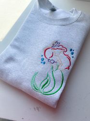 Ariel Embroidered T-shirt  Disney Little Mermaid Embroidered T-shirt  Disney World  Disneyland Embroidered Tank Top  T-s
