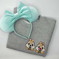 Chip and Dale Embroidered Sweatshirt  Hoodie  Tshirt Disney World  Disneyland Embroidered
