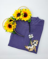 Chip Flower Embroidered Sweatshirt  Hoodie  Tshirt Disney World  Disneyland Embroidered