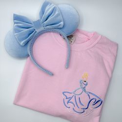Cinderella Embroidered T-shirt  Disney Princess Embroidered Shirt  Disney World  Disneyland  Embroidered T-shirt