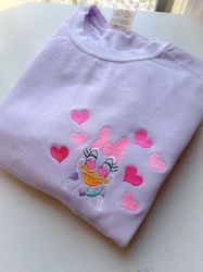 Daisy Hearts Valentine Embroidered Sweatshirt  Daisy Valentine Crewneck  Disney Valentine Embroidered Crewneck