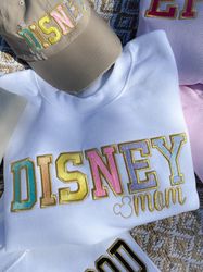 Disney Mom Metallic Patch Embroidered Sweatshirt   Embroidered Sweatshirt  Disney Embroidered Crewneck