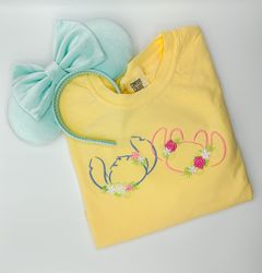 Floral Stitch and Angel Embroidered Sweatshirt  Disney Flower Garden  Embroidered Crewneck