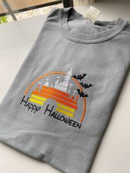 Happy Halloween Disney Castle Embroidered Shirt  Disney World Embroidered Shirt  Disneyland Embroidered Shirt