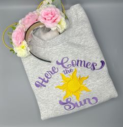 Here Comes the Sun Embroidered Sweatshirt  Disney Tangled Embroidered Sweatshirt  Princess Rapunzel Embroidered Sweatshi