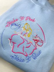 Make It Pink Make It Blue  Sleeping Beauty Embroidered Sweatshirt  Disney Embroidered Crewneck