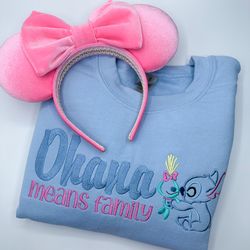 Ohana Means Family Stitch and Scrump Embroidered Sweatshirt  Disney Stitch Embroidered Shirt