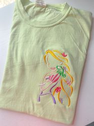 Princess Rapunzel Embroidered T-Shirt  Disney Princess Embroidered T-Shirt  Disney Embroidered Shirt