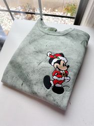 Santa Mickey Embroidered Sweatshirt  Ready To Ship  Disney Christmas Embroidered Sweatshirt