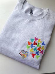 Up House with Mickey Balloons Embroidered Crewneck  Disney Up Embroidered Sweatshirt