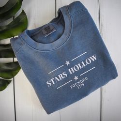 Comfort Colors Stars Hollow Connecticut  Sweatshirt, EMBROIDERED Fall Shirt, Autumn Shirt, Christmas Gift