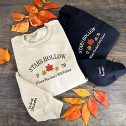 EMBROIDERED Stars Hollow Connecticut Sweatshirt, Fall Autumn Tshirt, Leaves Hoodie, Birthday Gift for Sister