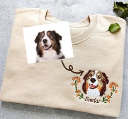 Custom Dog Portrait Embroidered Sweatshirt,Custom Pet Hoodie, Personalized Pet Face and Pet name Sweatshirt,Custom gift