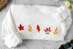 Fall Leaves embroidered crewneck,Vintage Sweatshirt,Autumn Sweatshirt,embroidered sweatshirt vintage,Gifts for Women, Fr