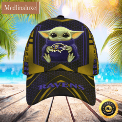 Baltimore Ravens Baby Yoda Beehive Pattern All Over Print 3D Classic Cap