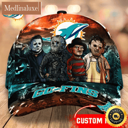 Miami Dolphins Nfl Personalized Trending Cap Mixed Horror Movie Characters