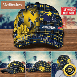NCAA Michigan Wolverines Baseball Cap Flower Custom Name Cap