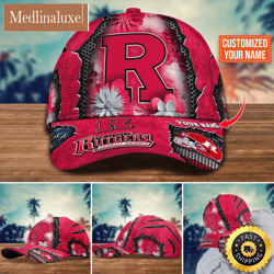 NCAA Rutgers Scarlet Knights Baseball Cap Flag Flower Custom Name Cap