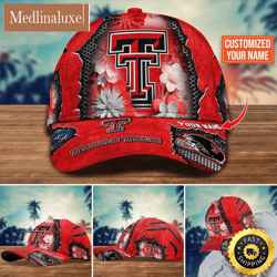 NCAA Texas Tech Red Raiders Baseball Cap Flag Flower Custom Name Cap