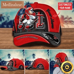 NCAA Texas Tech Red Raiders Baseball Cap Mickey Mouse Custom Cap For Fans