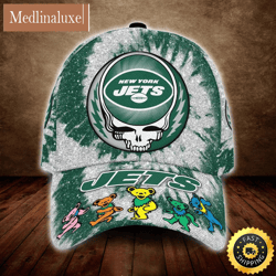 New York Jets Grateful Band All Over Print 3D Baseball Cap