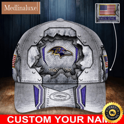NFL Baltimore Ravens Baseball Cap Silver Metalic Pattern Cap