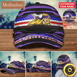 NFL Minnesota Vikings Baseball Cap Flag Custom Name Cap
