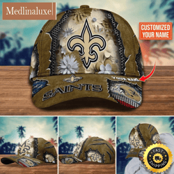 NFL New Orleans Saints Baseball Cap Flag Flower Trending Custom Cap