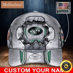 NFL New York Jets Baseball Cap Silver Metalic Pattern Cap