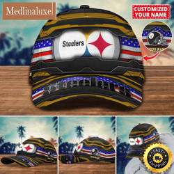 NFL Pittsburgh Steelers Baseball Cap Flag Custom Name Cap