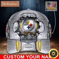 NFL Pittsburgh Steelers Baseball Cap Silver Metalic Pattern Cap
