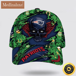Personalized New England Patriots St Patrick Day Skull All Over Print Baseball Cap