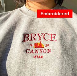 Bryce Canyon Utah Sweatshirt, US national parks crewneck retro embroidered