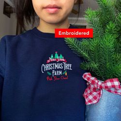 Christmas Tree Farm, vintage Christmas Sweatshirt embroidered