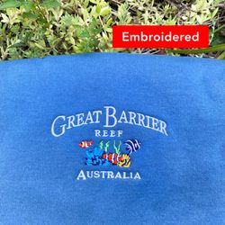 Great Barrier Reef Sweatshirt, coral reef shirt, australia crewneck, vintage ocean embroidery
