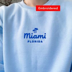 Miami Sweatshirt vintage crewneck, Florida beach shirt embroidered sweater