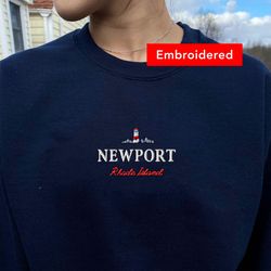Newport Rhode Island Vintage Sweatshirt, Beach Embroidered Crewneck sweater