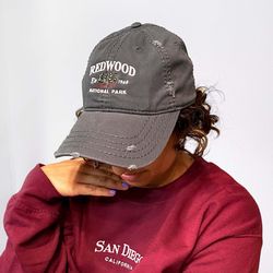 Redwood embroidered hat vintage, vintage baseball cap